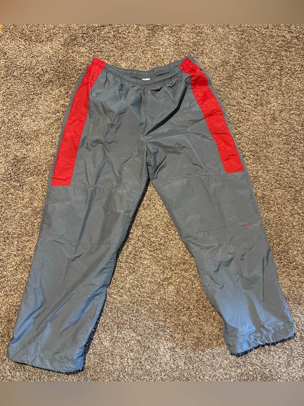 Nike Men's Gray Jogger Pants with Red Side Panels